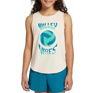 DSG Girls Volley Vibes Graphic Tank Top Peach Pink XS 6-7 Volleyball Athletic